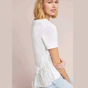Feather Bone Anthropologie Emma Eyelet Sweater